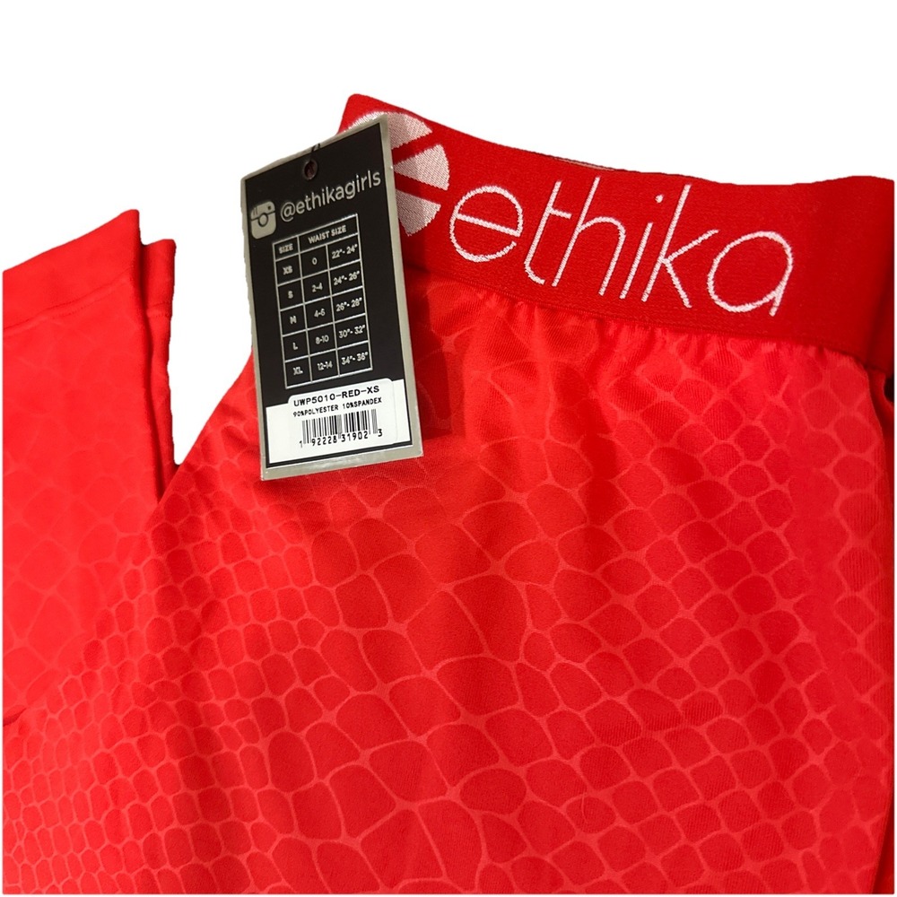 Ethika Woman's Leggings Embossed Python‎ - Red Size XS NWT